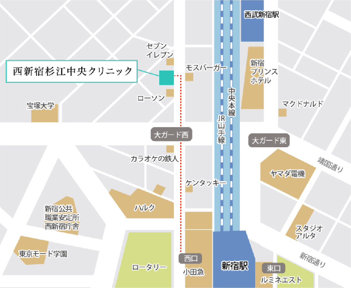西新宿杉江中央クリニックへのアクセスマップ